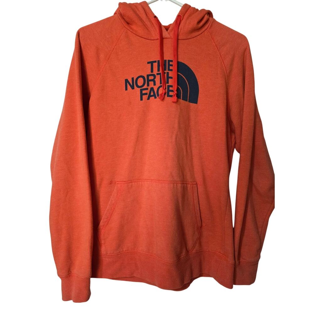 The North Face Size Large Women's Orange with Blue Logo Hooded Pullover